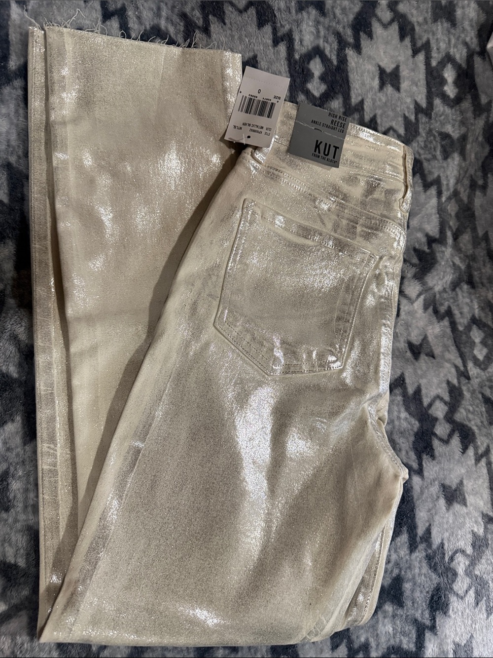 Kut from the Kloth Metallic Cream High-Rise Jeans